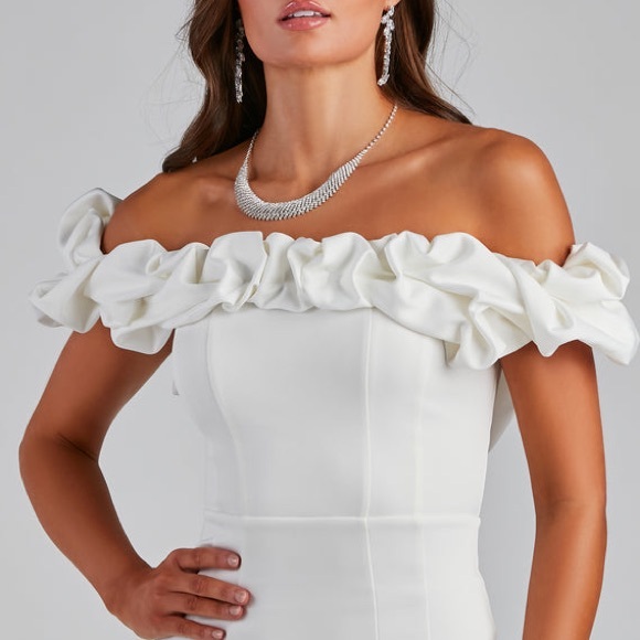 WINDSOR- Kiari Formal Off the Shoulder Ruffled Dress - Picture 2 of 9